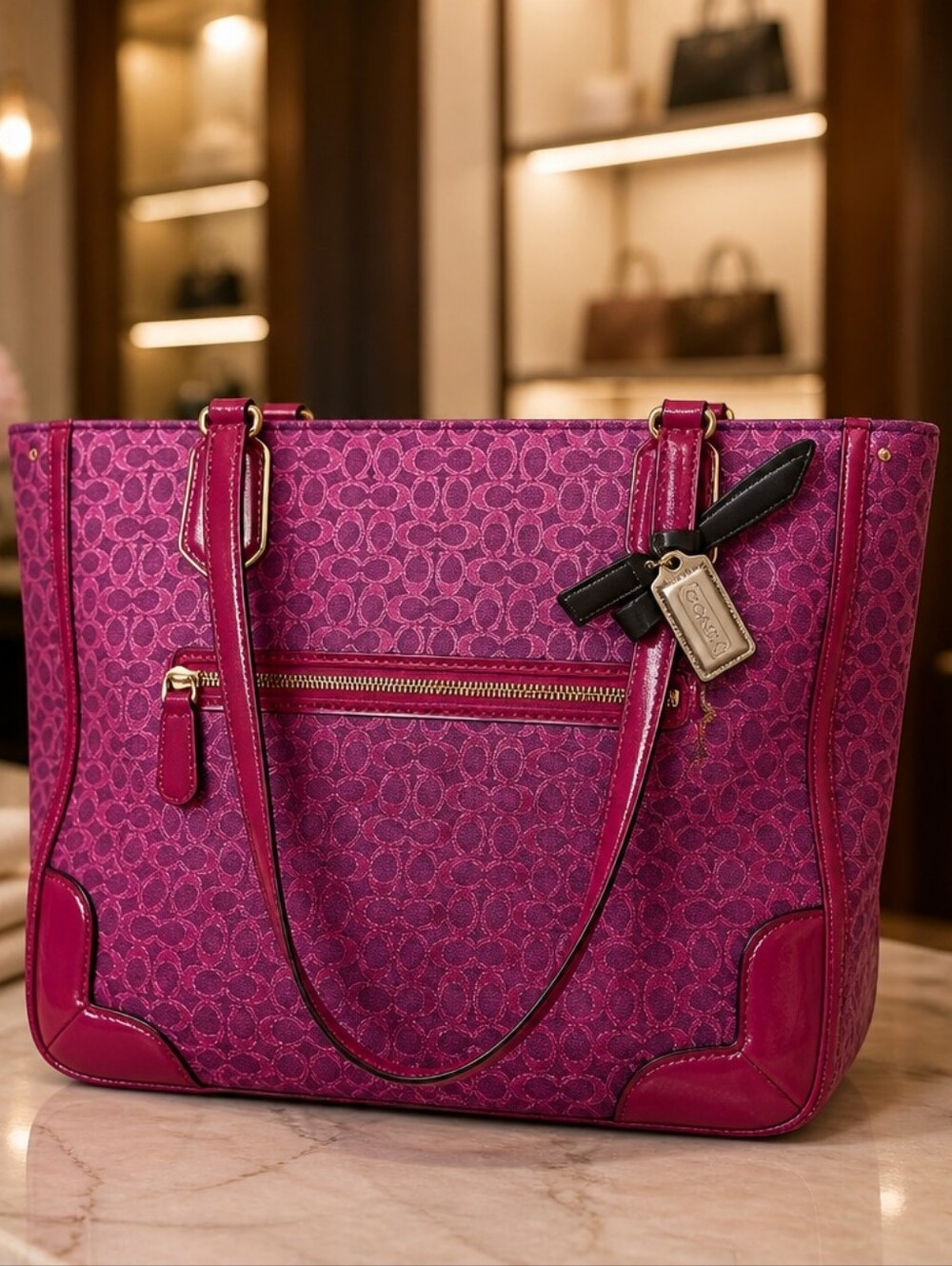 Rare Coach Poppy Magenta Tote Bag